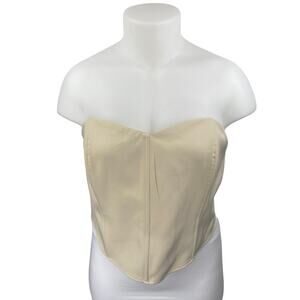 Boohoo Beige Sleeveless Strapless Zipper Cami Bandeau Corset Crop Tank Top 16